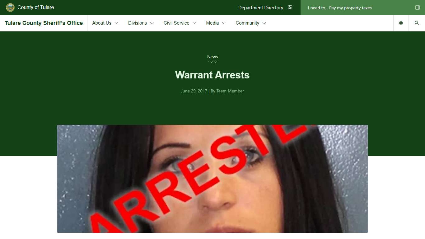 Warrant Arrests | Tulare