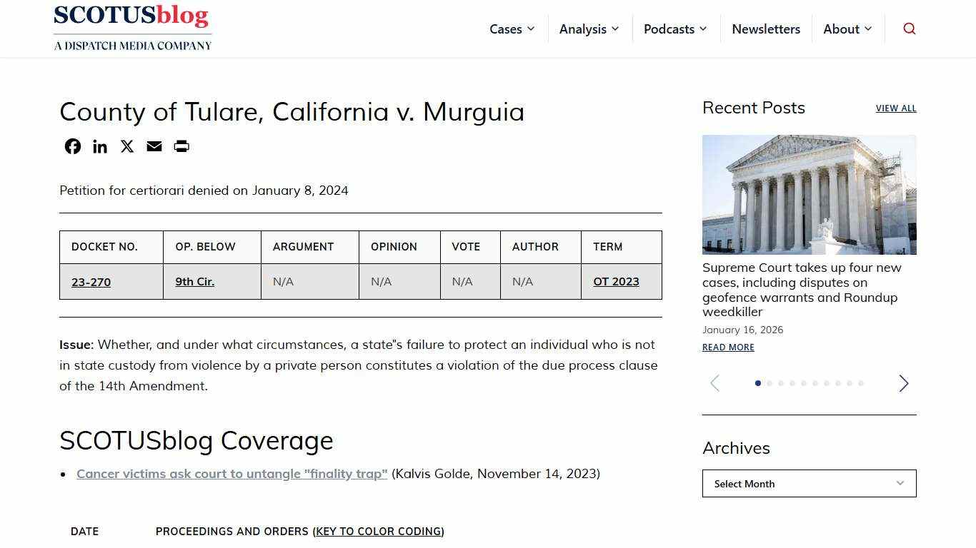 County of Tulare, California v. Murguia - SCOTUSblog